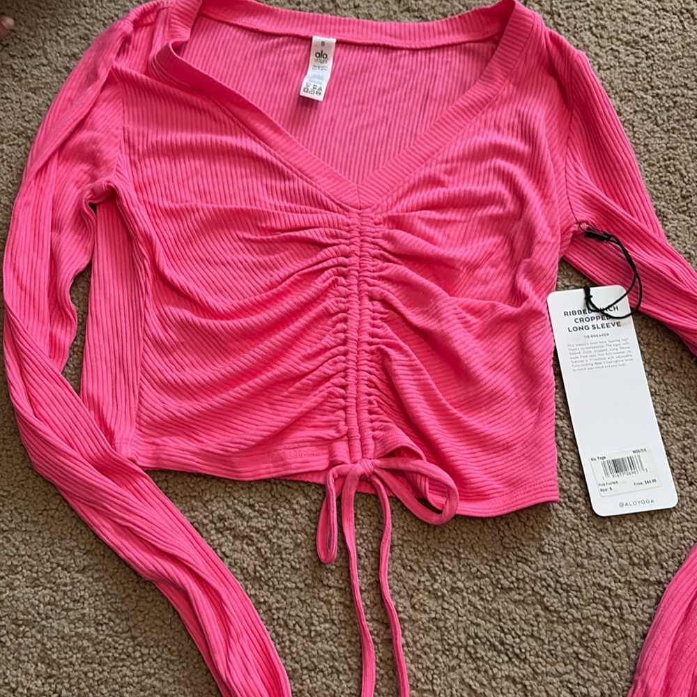 ALO Yoga Pink Ribbed Crop Top